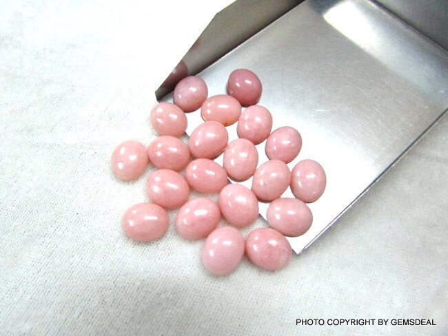 Pink Opal Oval Cabochons AAA Grade: 9x11mm Loose Gemstones, 5 pcs