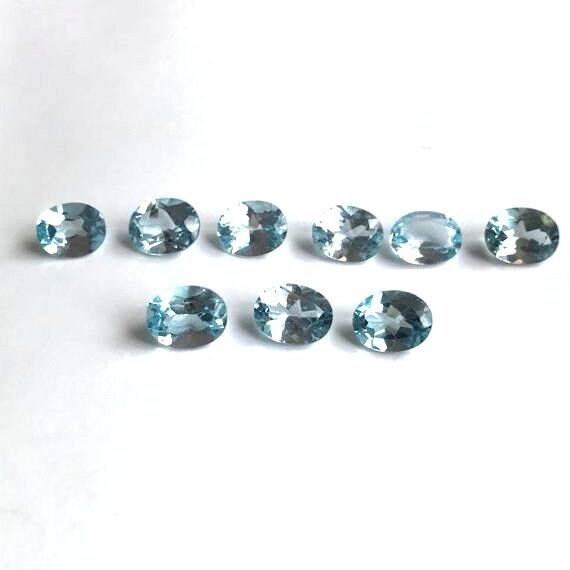 10 Sky Blue Topaz Gemstones: 6x8mm Faceted Oval AAA