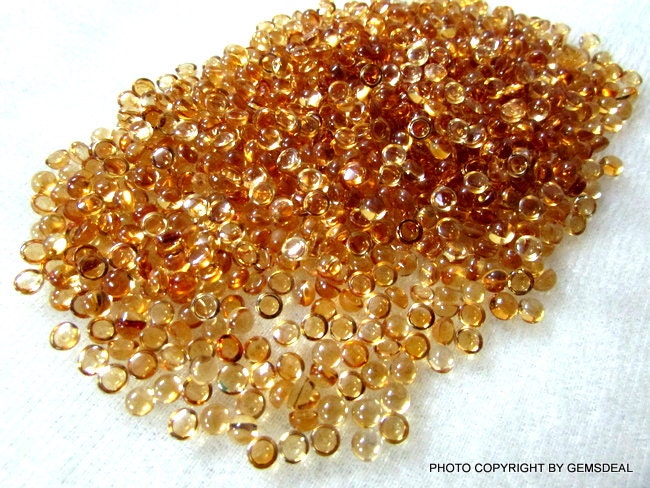 10 AAA Golden Citrine Round Cabochons: 3mm Loose Gemstones