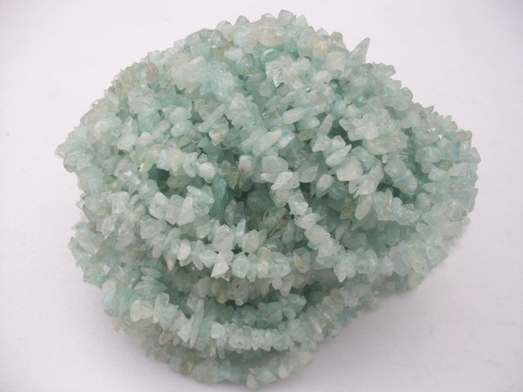34 inch AAA Aquamarine Chips: Uncut Gemstone Beads