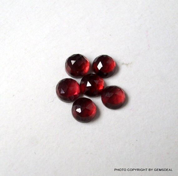 10 AAA Red Garnet Gemstones: Round Rose Cut (2mm-7mm)