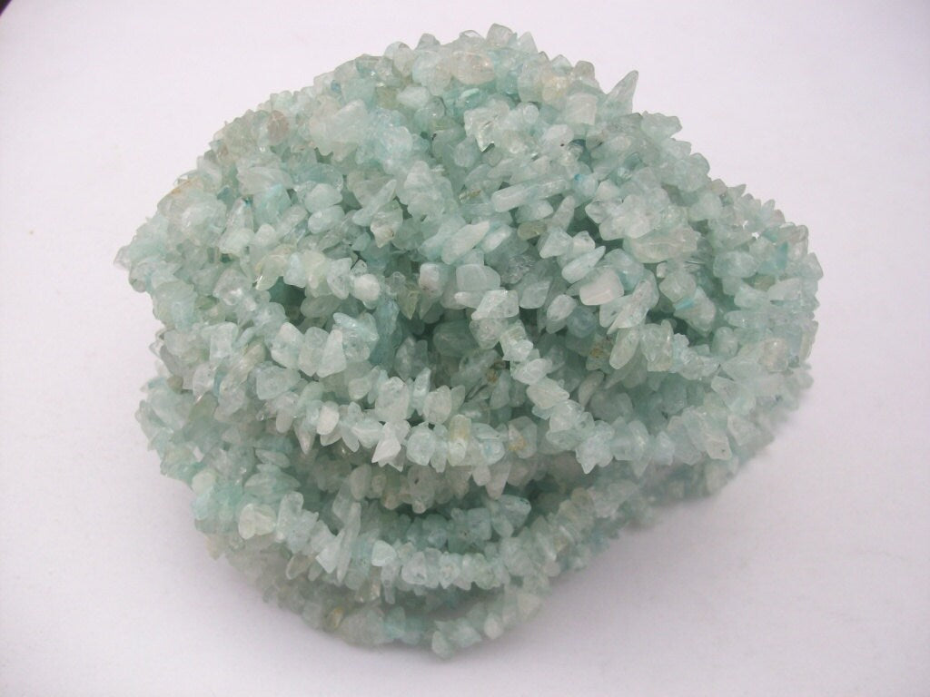 34 inch AAA Aquamarine Chips: Uncut Gemstone Beads