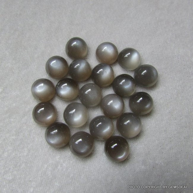 AAA Gray Moonstone Cabochon: 9mm Round Loose Gemstone