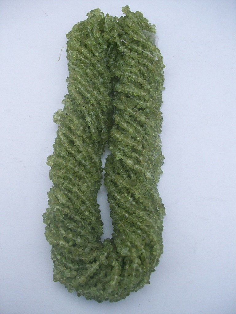 Peridot Chip Gemstone Beads: 3-4mm Uncut AAA Quality