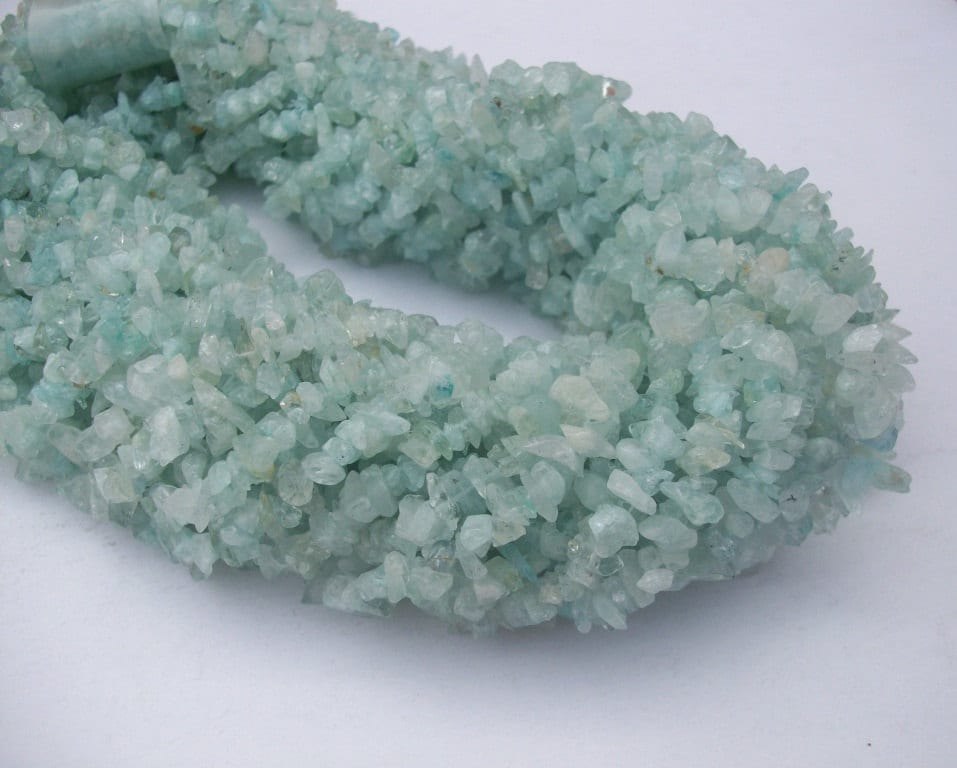 34 inch AAA Aquamarine Chips: Uncut Gemstone Beads