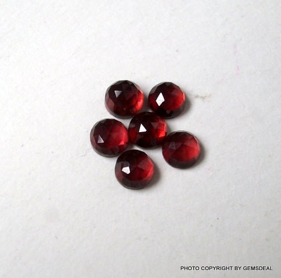 10 AAA Red Garnet Gemstones: Round Rose Cut (2mm-7mm)
