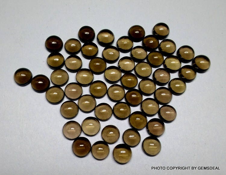 10 AAA Smoky Quartz Cabochons: Round Gemstones (3-5mm)