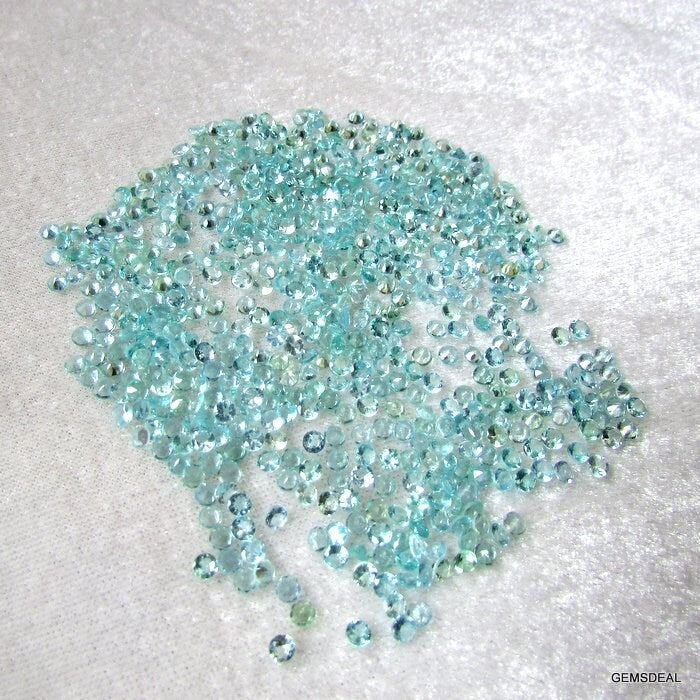 10 Apatite Faceted Round Gemstones: Greenish Blue, 3mm AAA