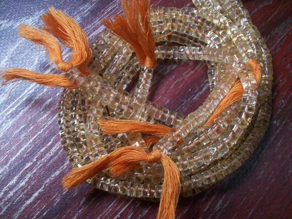 Golden Citrine Gemstone Beads: 6mm Round Tyre, 13 Inch Strand