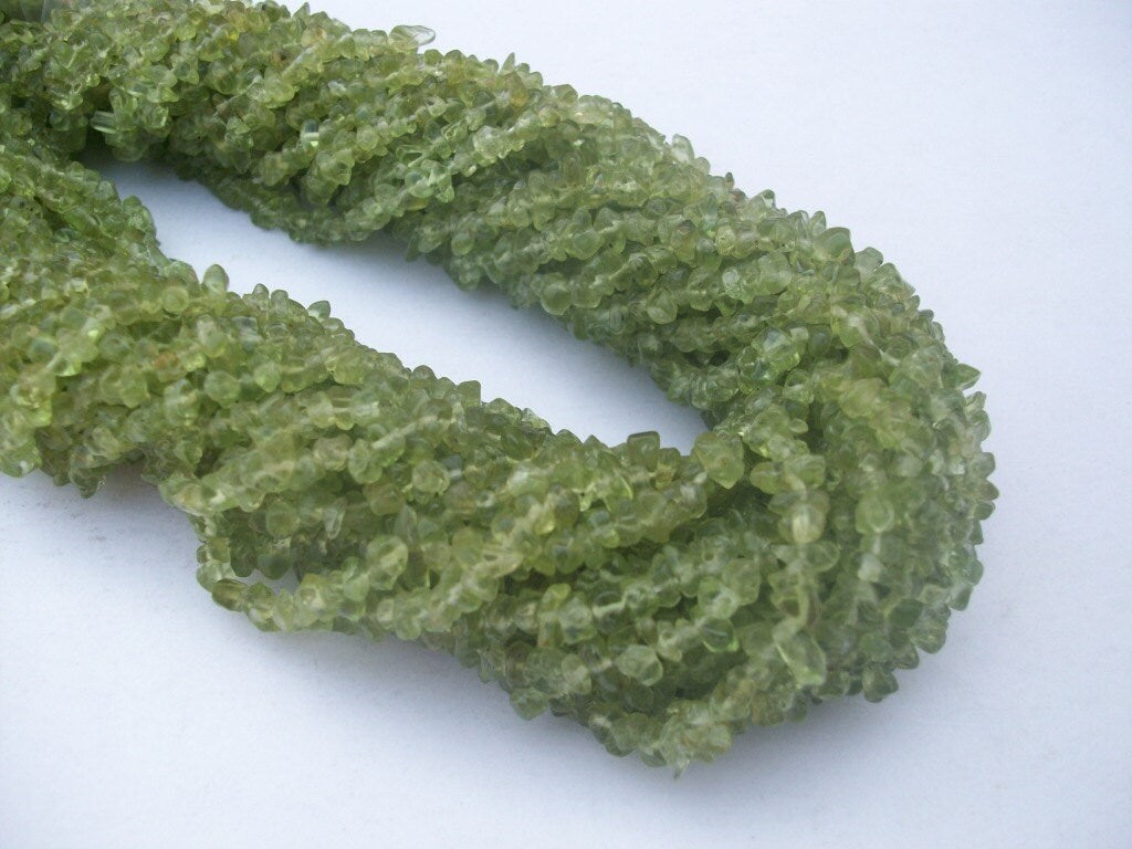 Peridot Chip Gemstone Beads: 3-4mm Uncut AAA Quality