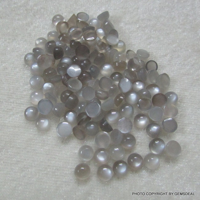 10 AAA Gray Moonstone Cabochons: 2.5-3.5mm Round Gemstones