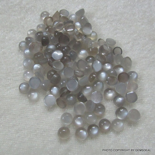 10 AAA Gray Moonstone Cabochons: 2.5-3.5mm Round Gemstones