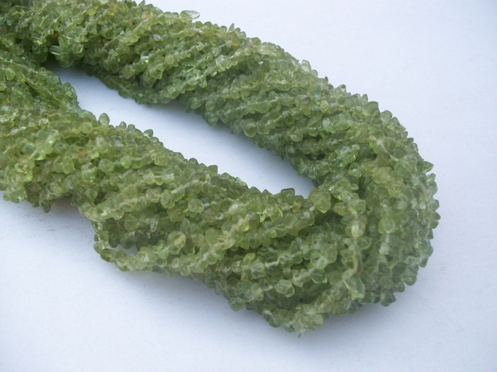 Peridot Chip Gemstone Beads: 3-4mm Uncut AAA Quality