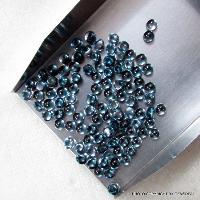 London Blue Topaz Cabochons: AAA Grade, 3mm Round Gemstones (10 Pieces)