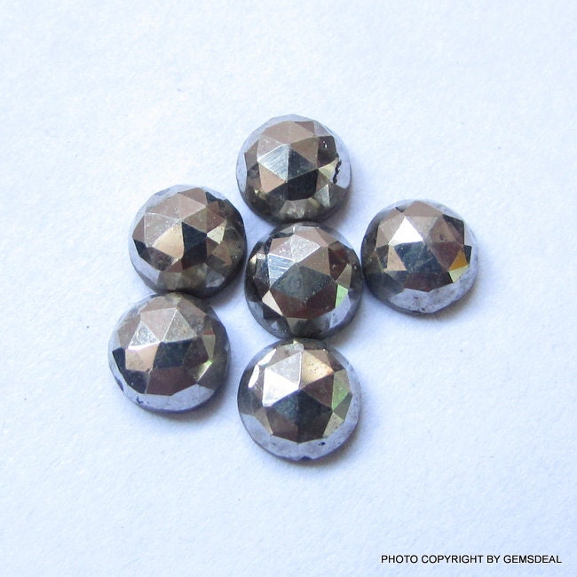 Silver Pyrite Rosecut Cabochons: Round Faceted Gemstones (3mm-10mm, 10 Pieces)