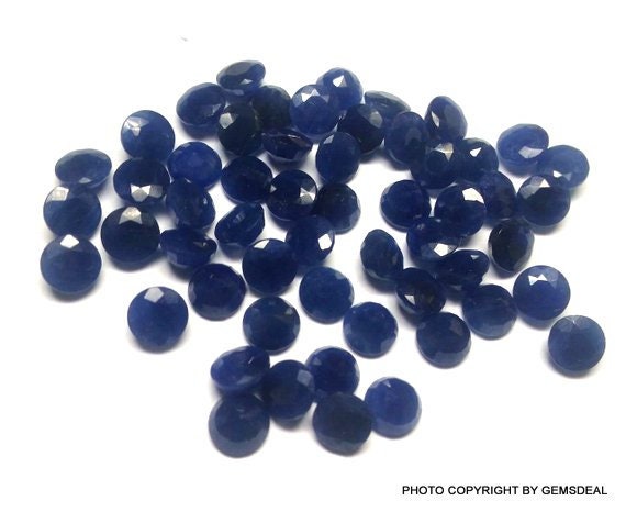 AAA Blue Sapphire Gemstone: 6mm Faceted Round Loose Stone