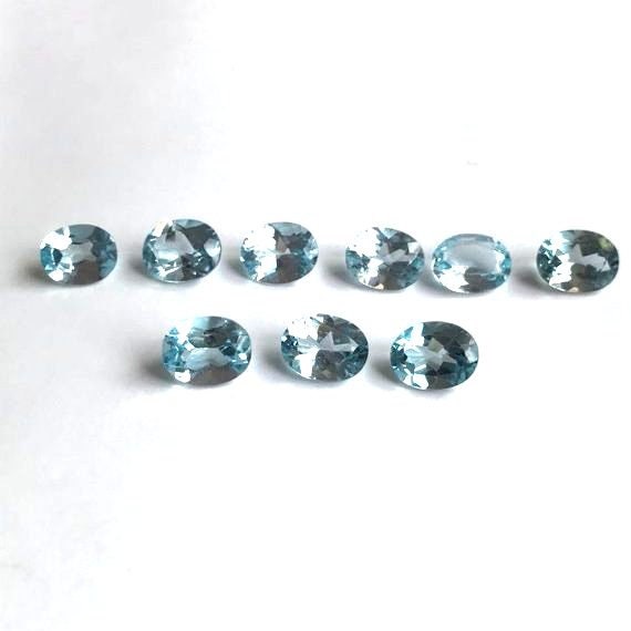 10 Sky Blue Topaz Gemstones: 6x8mm Faceted Oval AAA