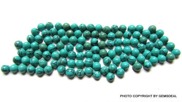 10 Pcs Natural Turquoise Cabochons: 3mm Round Green Gemstone