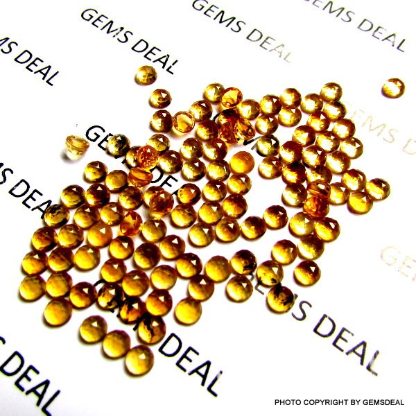 20 Natural Citrine 3mm Rose Cut Cabochon Gemstones
