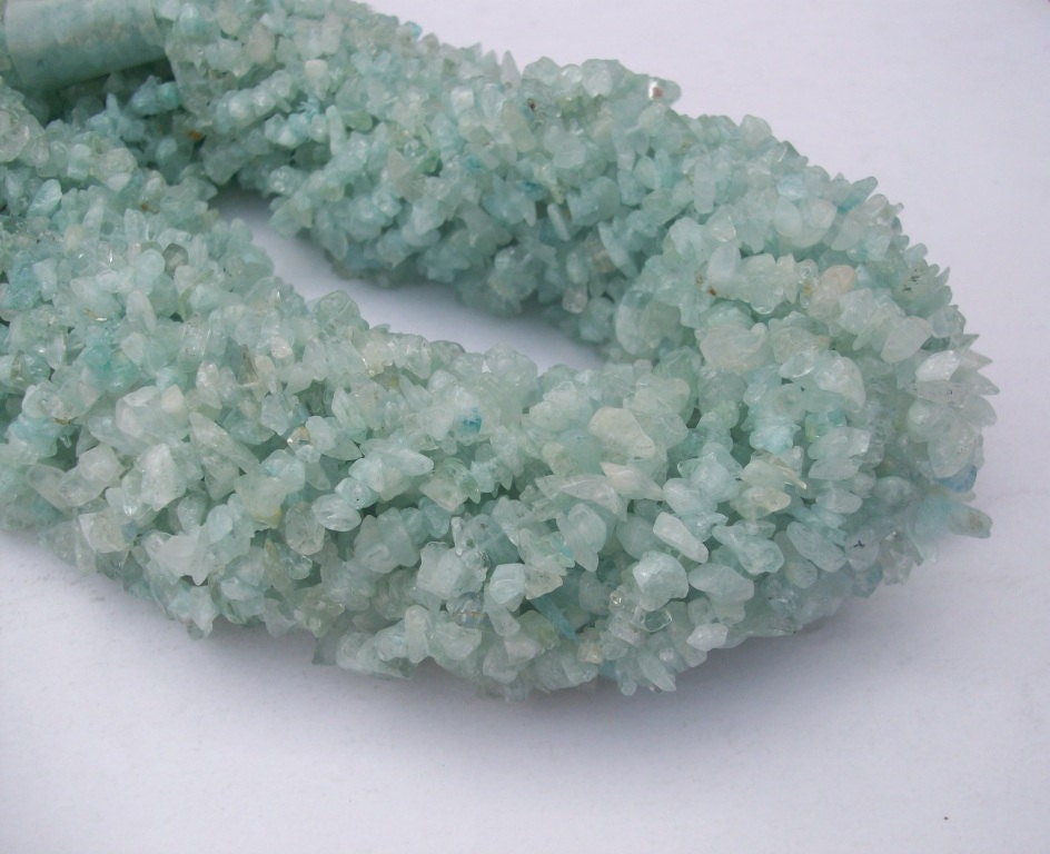 34 inch AAA Aquamarine Chips: Uncut Gemstone Beads