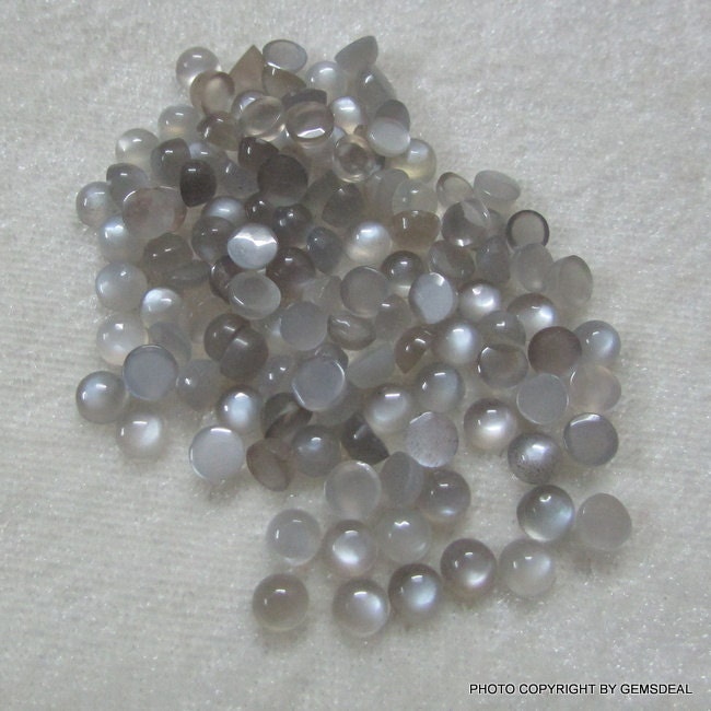 10 AAA Gray Moonstone Cabochons: 2.5-3.5mm Round Gemstones
